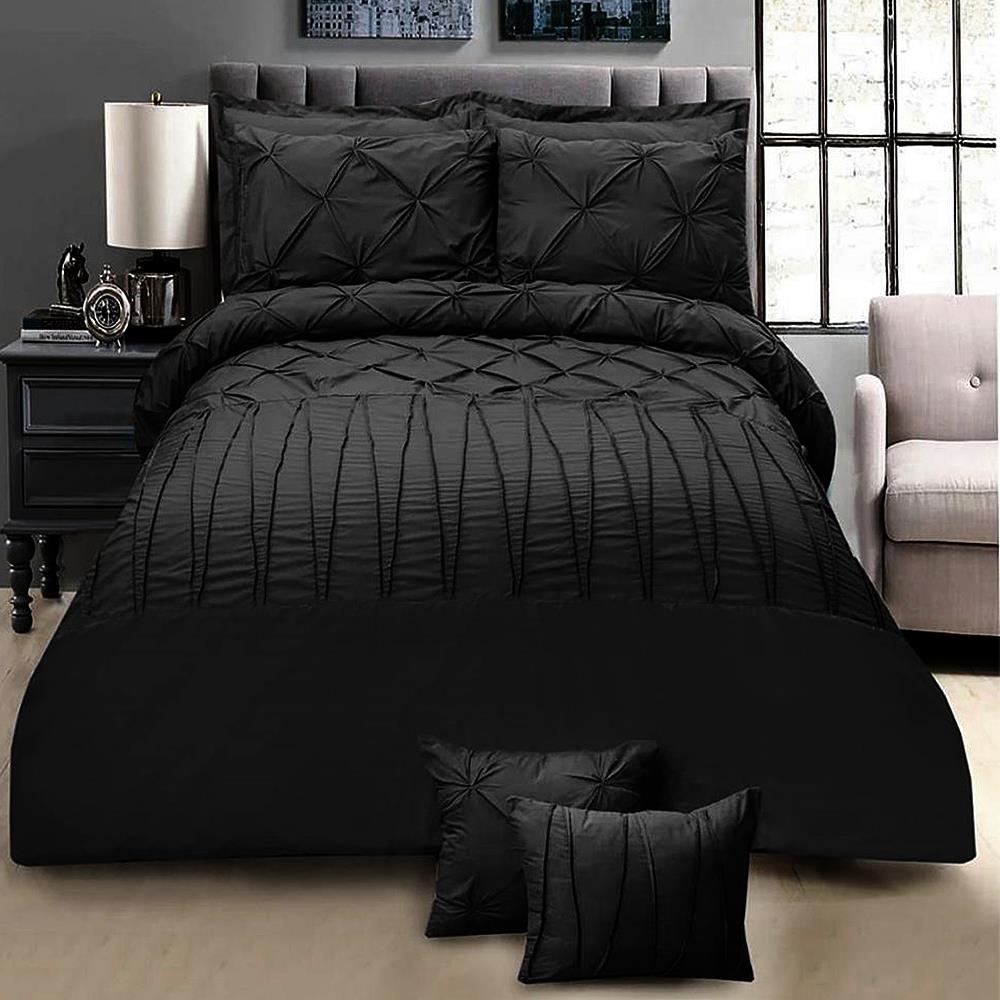 8 Pcs Livia Black Bed Sheet Set (Quilt, Pillow & Cushion Covers) (T-250)