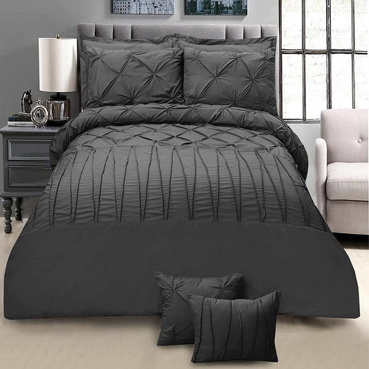 8 Pcs Livia Charcoal Bedding Set (Quilt, Pillow & Cushion Covers) 1000