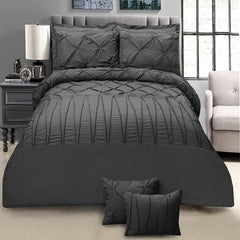 8 Pcs Livia Charcoal Bedding Set (Quilt, Pillow & Cushion Covers)