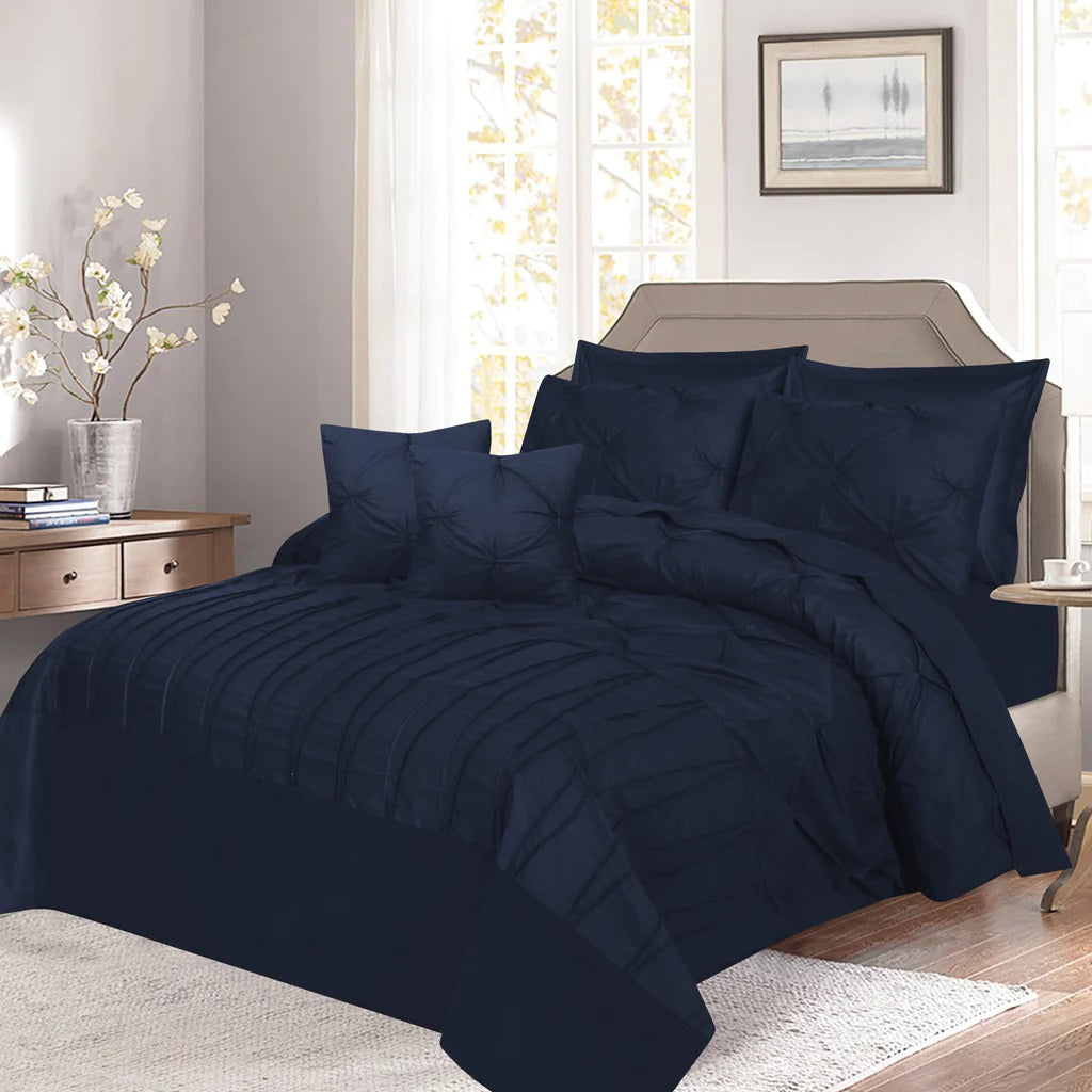 8 Pcs Livia Navy Blue Bed Set With Filled Comforter (Pillow & Cushion Covers)