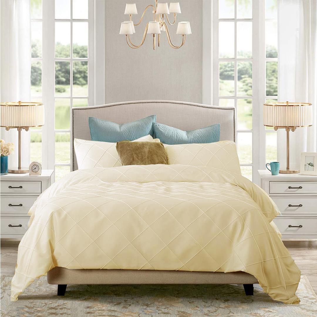 8 Pcs Pinch Pleat Off White Duvet Cover Set