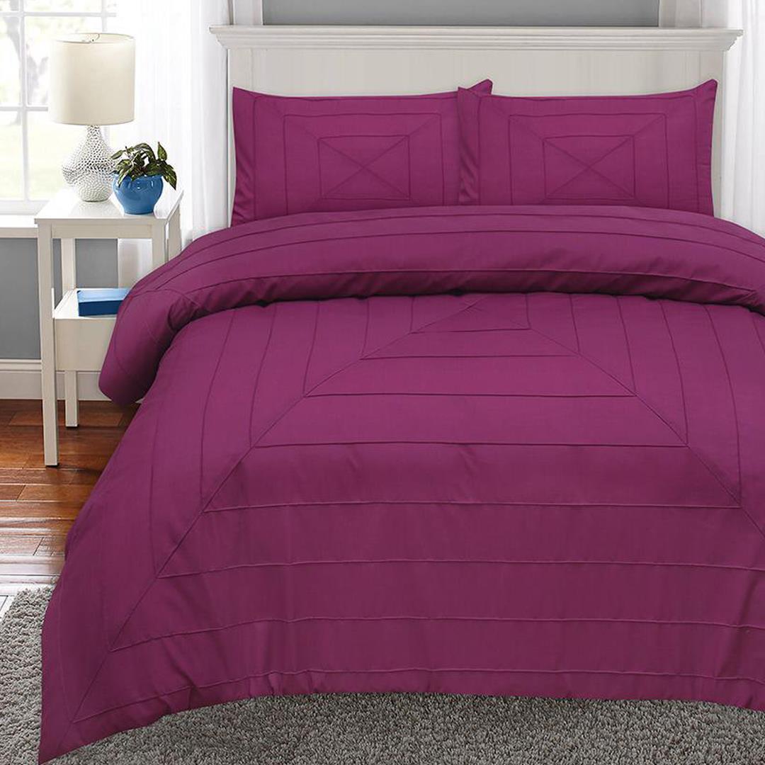 8 Pcs Pinch Rectangular Purple Bed Sheet Set With Quilt, Pillow And Cushions Covers