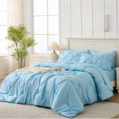 8 Pcs Diamond Blue Bed Sheet Set (Quilt, Pillow & Cushion Covers)