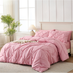 8 Pcs Diamond Pink Bed Sheet Set (Quilt, Pillow & Cushion Covers)