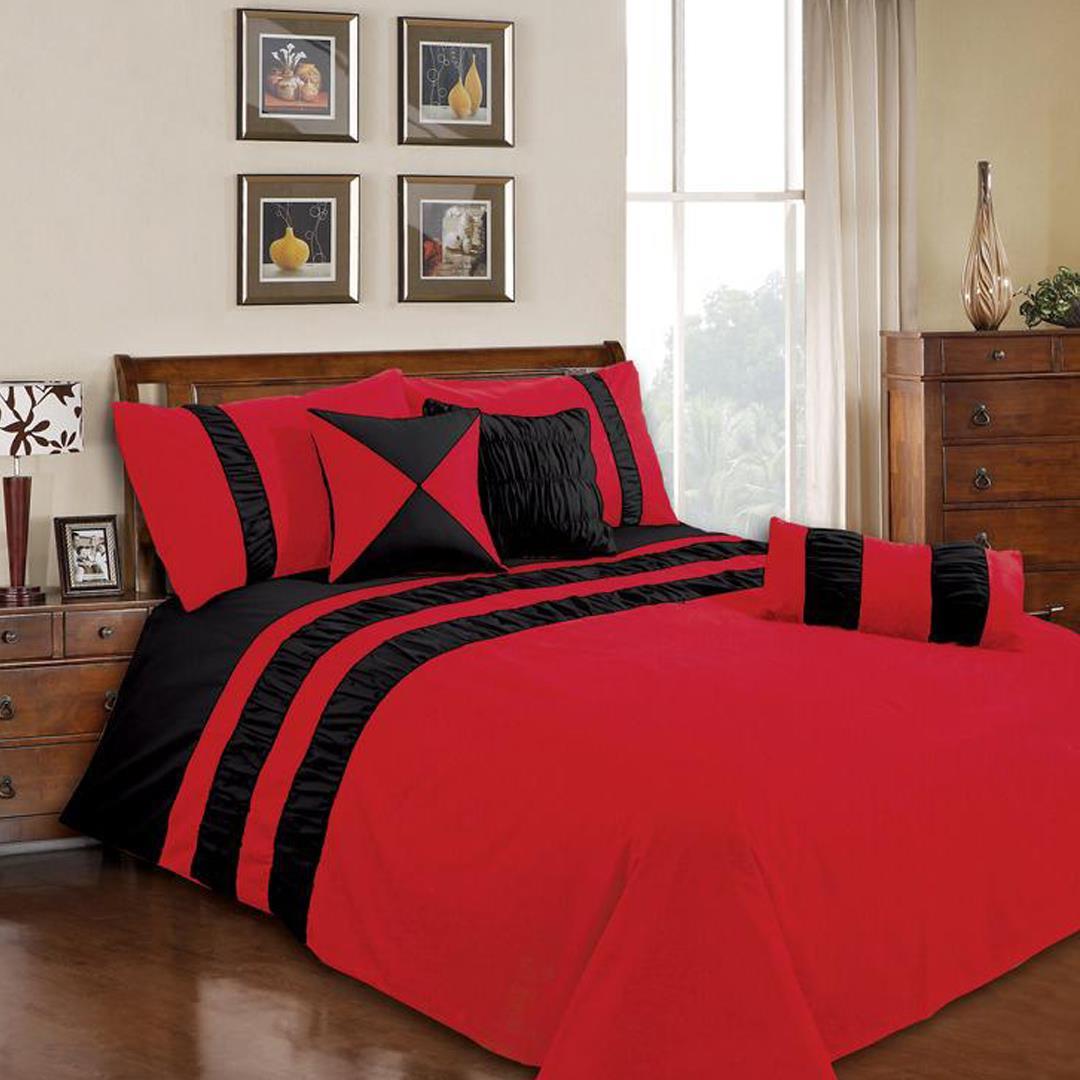 9 Pcs Spledid Black Bed Sheet Set With Quilt, Pillow And Cushions Covers