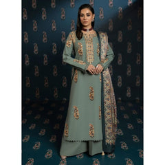 Aania 3 Pcs Embroidered Unstitched Winter Suit Grey