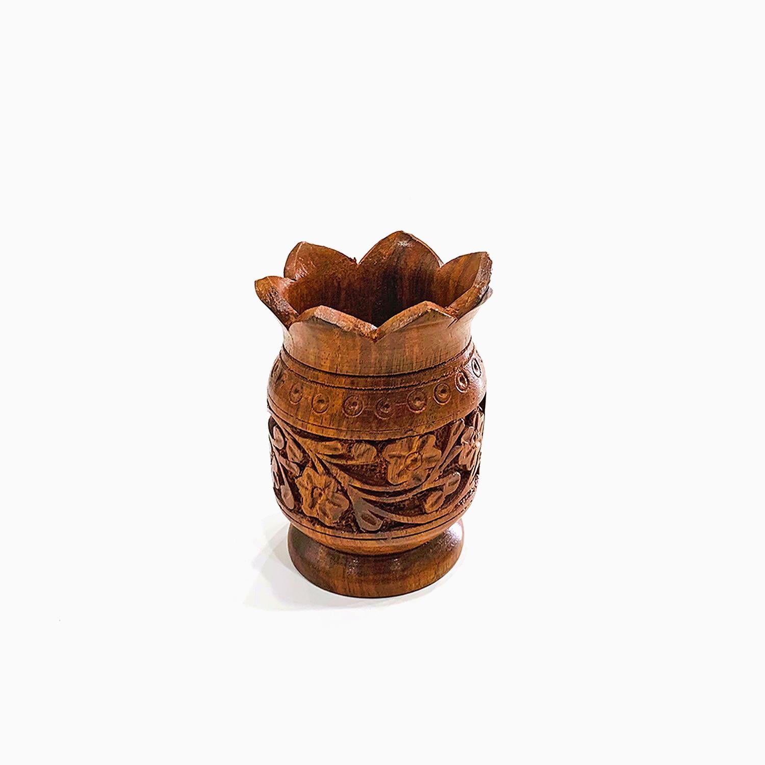 Acosta Carved Wooden Pencil Holder