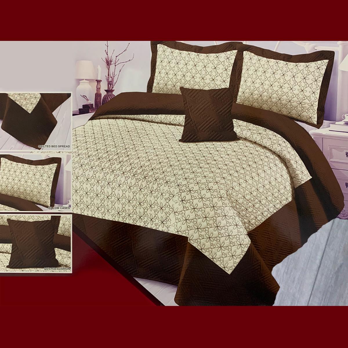 Acosta Embroided 4 Pcs Bedspread Set Brown