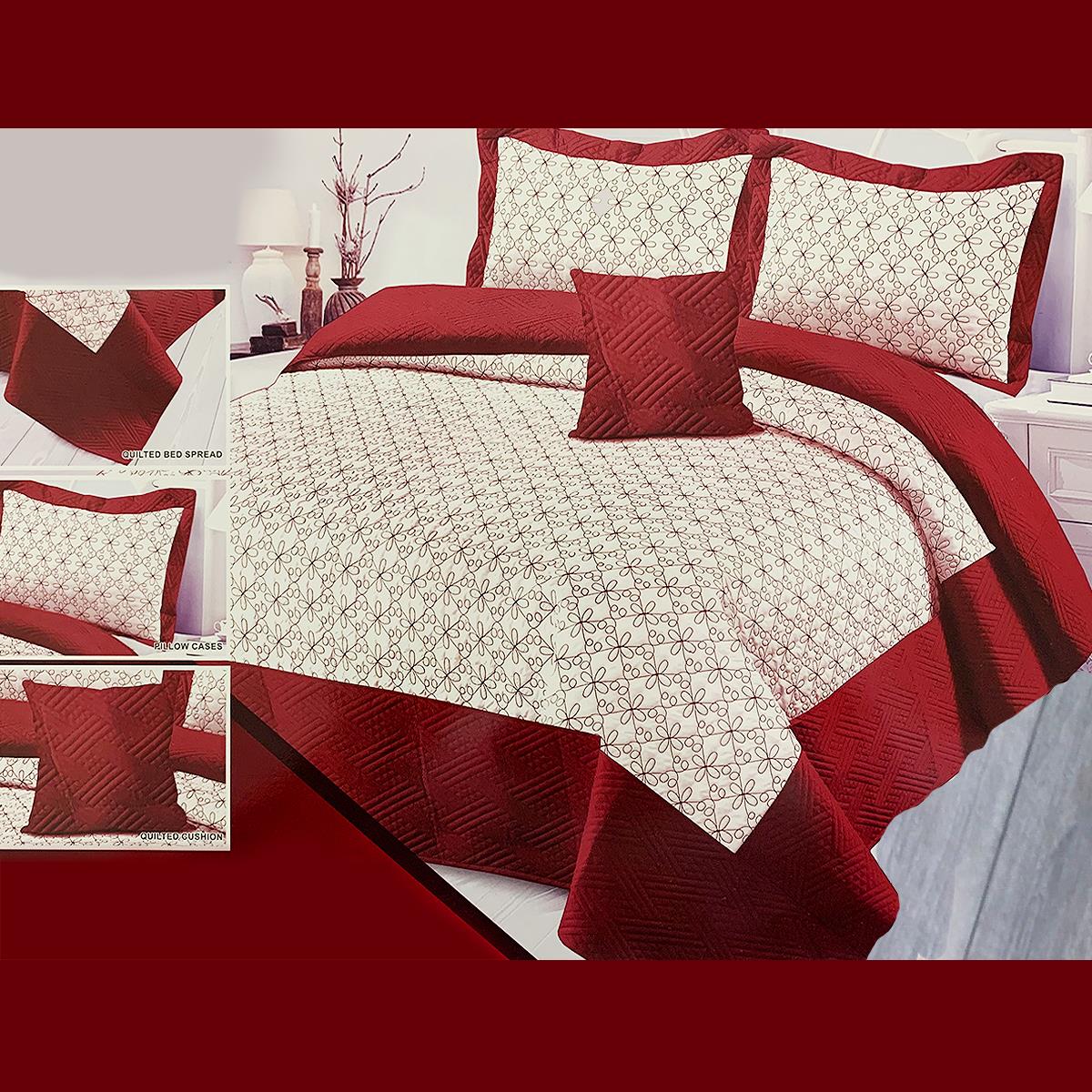 Acosta Embroided 4 Pcs Bedspread Set Maroon