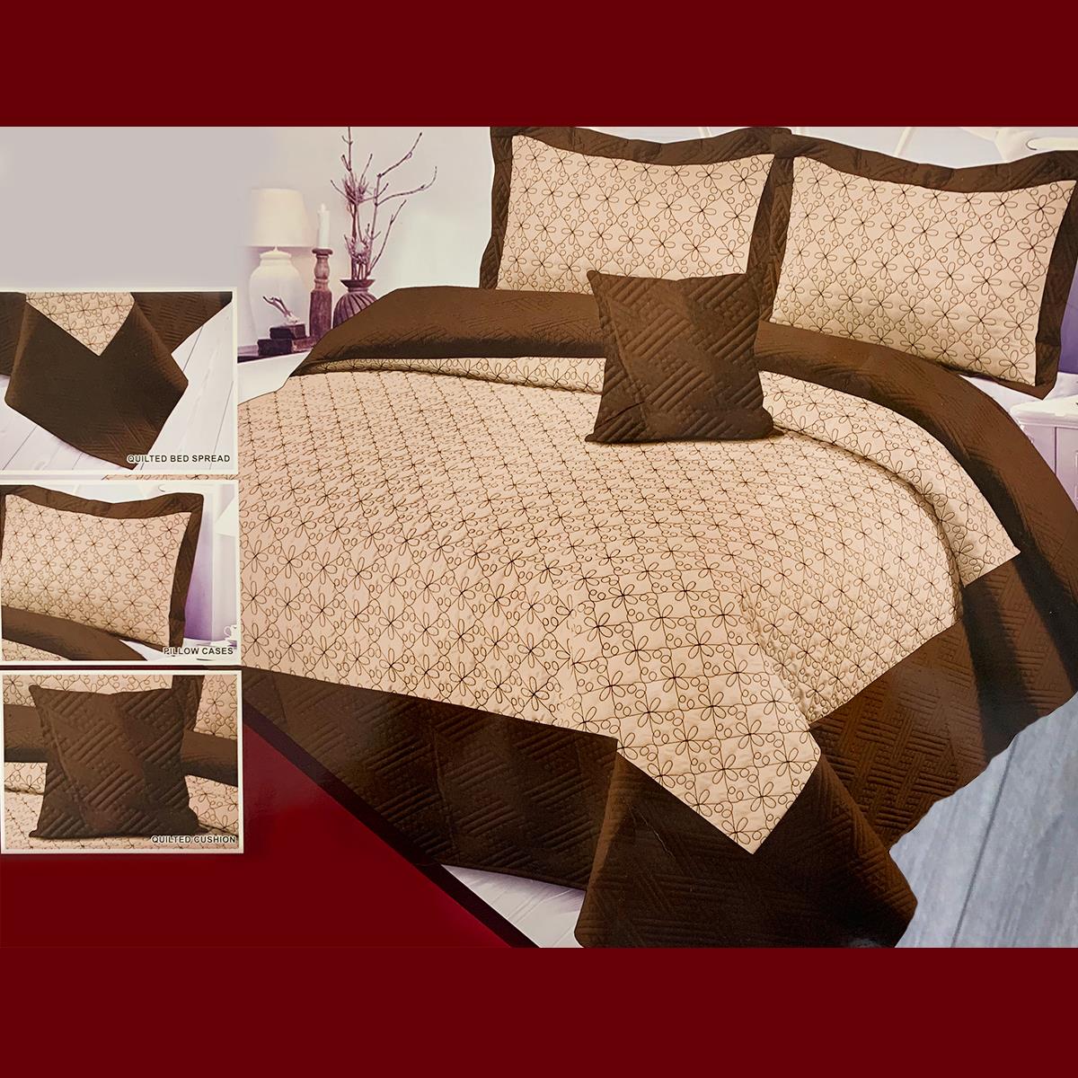 Acosta Embroided 4 Pcs Bedspread Set Pecan Brown