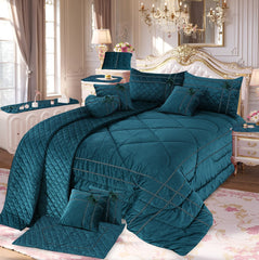 Adagio 14 Pcs Palachi Bedding Set with Filled Comforter Green