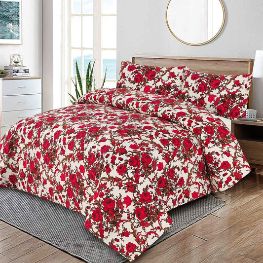 Adore Floral 3 Pcs Bedding Set Red 1024