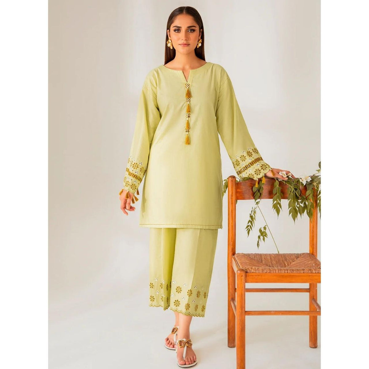 Aizal 2 Pcs Embroidered Stitched Suit