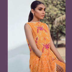 Al Karam Printed Unstitched 3 Pcs Lawn Suit Classic Orange