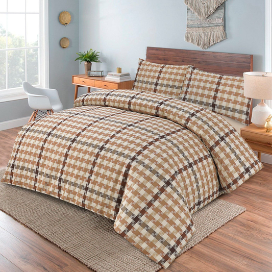 Alacrity 3 Pcs Bedding Set Check Brown 1024