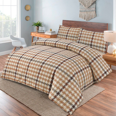 Alacrity 3 Pcs Bedding Set Check Brown