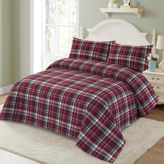 Alacrity 3 Pcs Bedding Set Check Maroon 1024