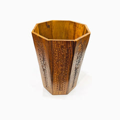 Alder Carved Wooden Dustbin