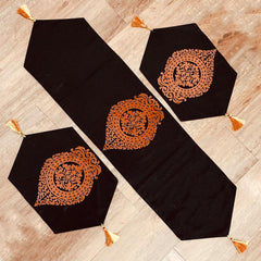 Aldiana 3 Pc Table Runner Set Black