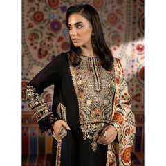 Aleesa 3 Pcs Embroidered Unstitched Winter Suit Black