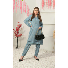 Alkaram 2 Pcs Unstitched Printed Linen Suit Floral Blue