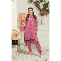 Alkaram 2 Pcs Unstitched Printed Linen Suit Pink