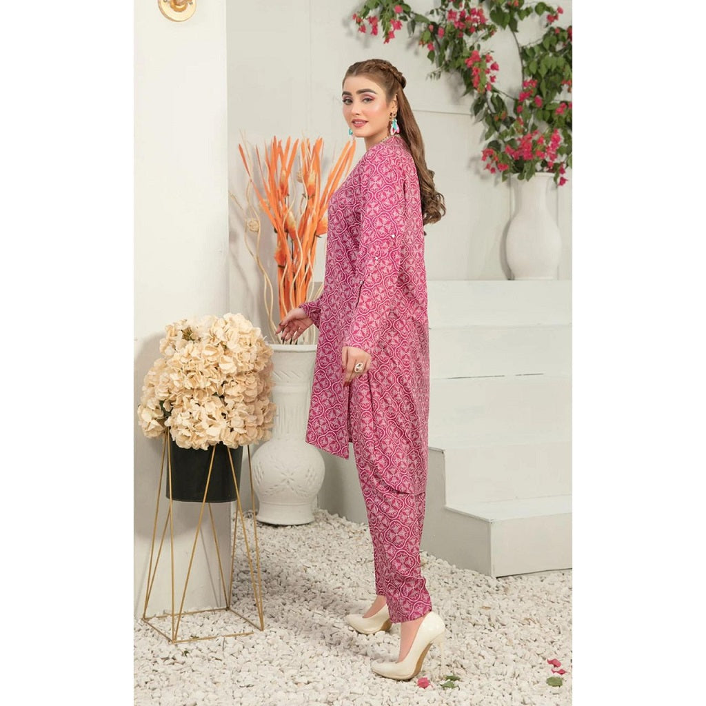 Alkaram 2 Pcs Unstitched Printed Linen Suit Pink