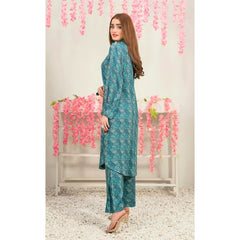 Alkaram 2 Pcs Unstitched Printed Linen Suit Teal