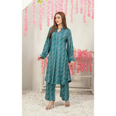 Alkaram 2 Pcs Unstitched Printed Linen Suit Teal