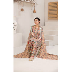 Alkaram 3 Pcs Unstitched Printed Linen Suit Brown