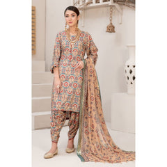 Alkaram 3 Pcs Unstitched Printed Linen Suit Brown