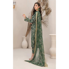 Alkaram 3 Pcs Unstitched Printed Linen Suit Green