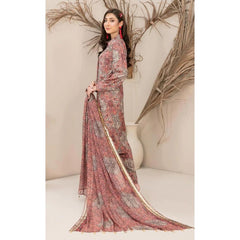 Alkaram 3 Pcs Unstitched Printed Linen Suit Salmon Pink