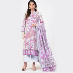 Alkaram 3 Pcs Unstitched Printed Linen Banarsi Suit Lilac