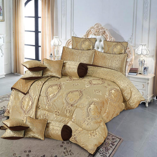 Allura 14 Pcs Palachi Velvet Brown Bedding Set with Filled Comforter 1024