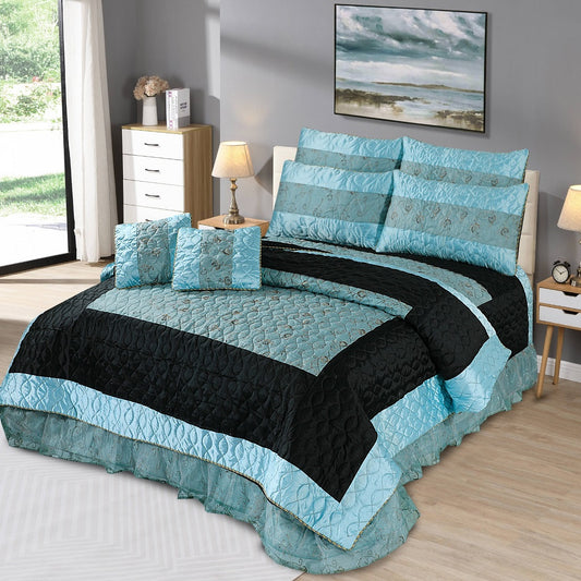 Alpine 6 Pcs Bedding Set with Filled Comforter Black 1024