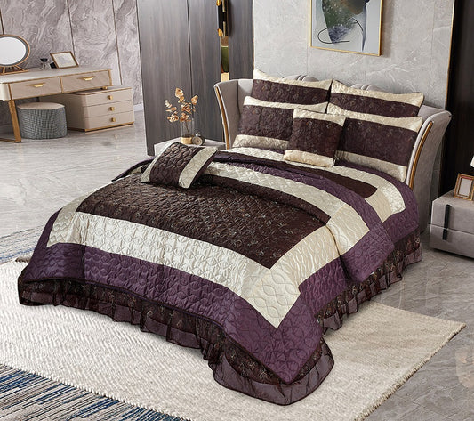 Alpine 6 Pcs Bedding Set with Filled Comforter Brown 1024