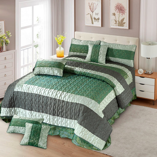 Alpine 6 Pcs Bedding Set with Filled Comforter Fern Green 1024