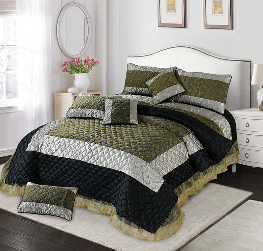 Alpine 6 Pcs Bedding Set with Filled Comforter Green 1024