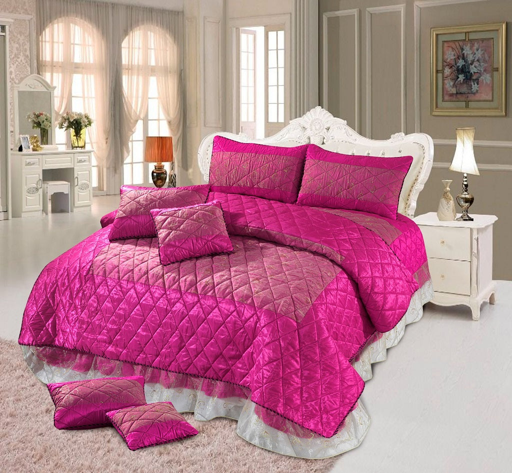 Alpine 6 Pcs Bedding Set with Filled Comforter Pink