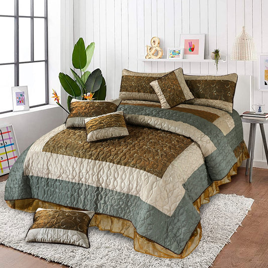 Alpine 6 Pcs Bedding Set with Filled Comforter Rust Brown 1024