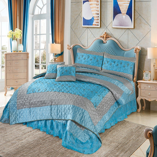 Alpine 6 Pcs Bedding Set with Filled Comforter Sky Blue 1024