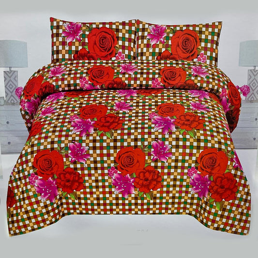 Amalia Floral 3 Pcs Bedding Set Red 1200