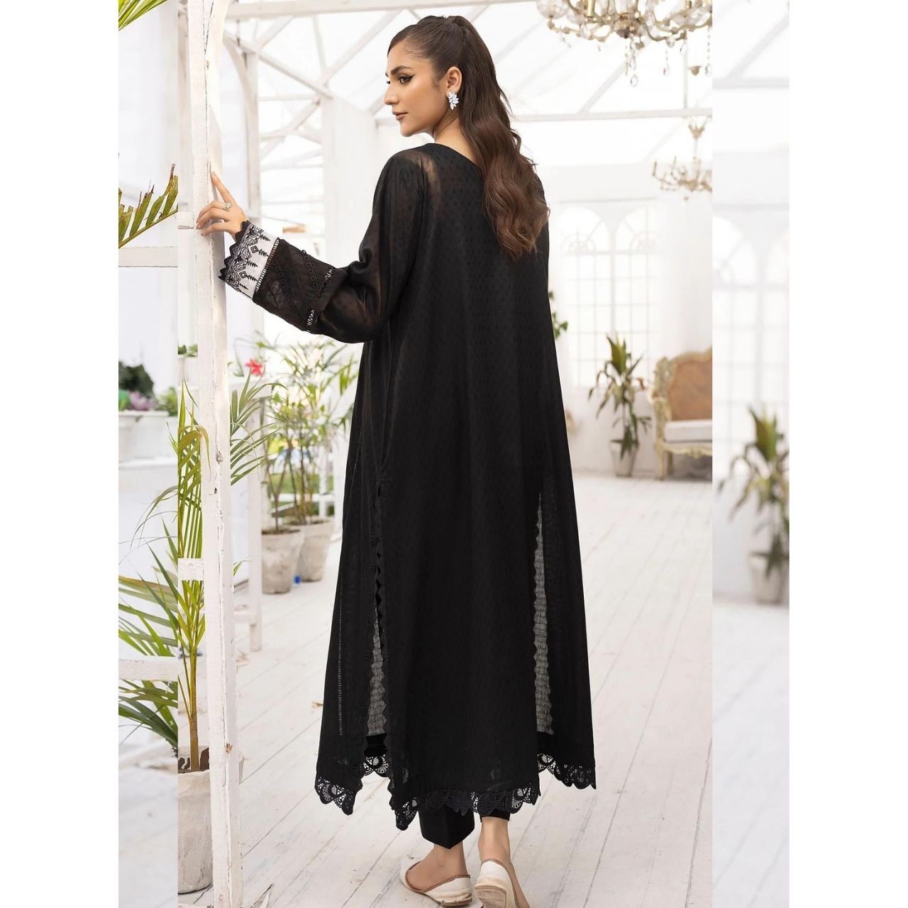 Amber 2 Pcs Embroidered Stitched Suit Black