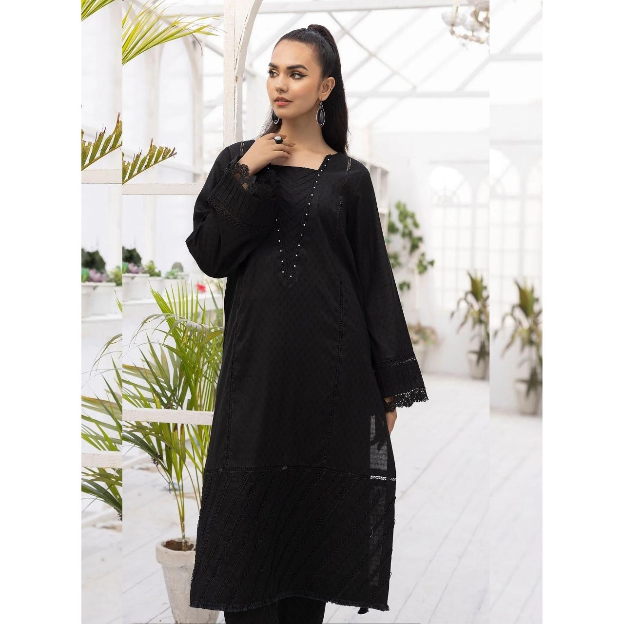 Amerah 2 Pcs Embroidered Stitched Suit Black