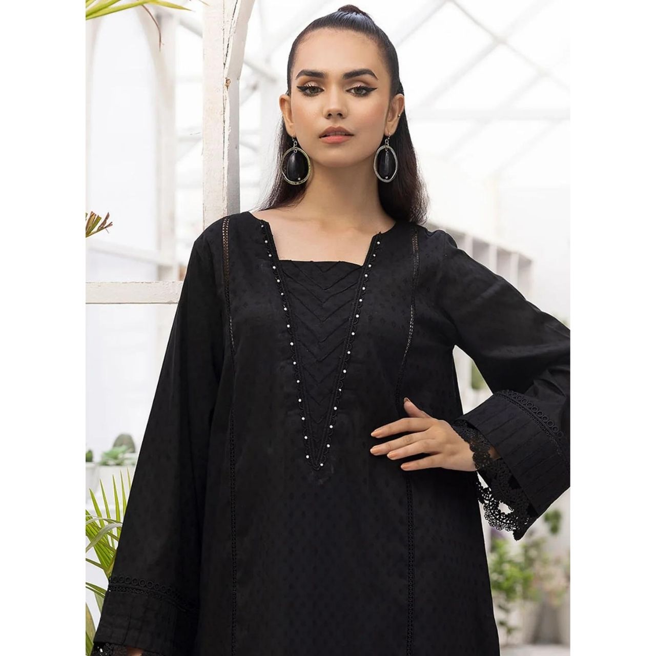 Amerah 2 Pcs Embroidered Stitched Suit Black