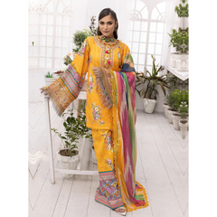 Ammara 3 Pcs Embroidered Unstitched Suit Mustard