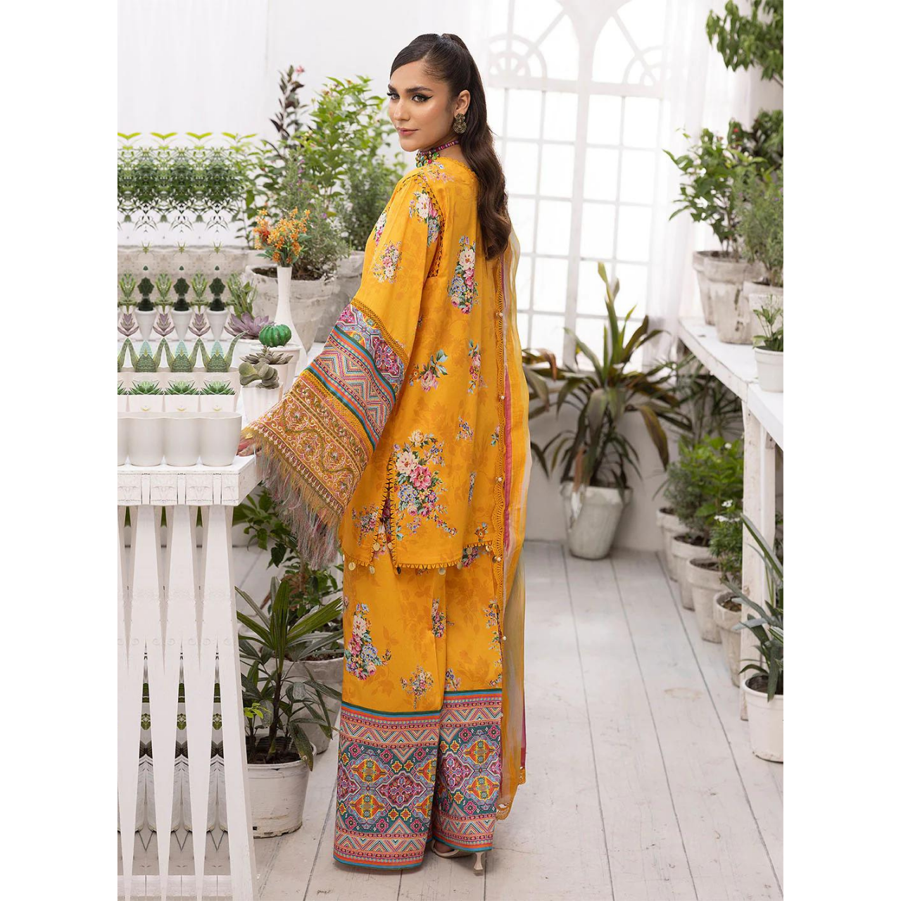 Ammara 3 Pcs Embroidered Unstitched Suit Mustard