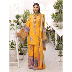 Ammara 3 Pcs Embroidered Unstitched Suit Mustard