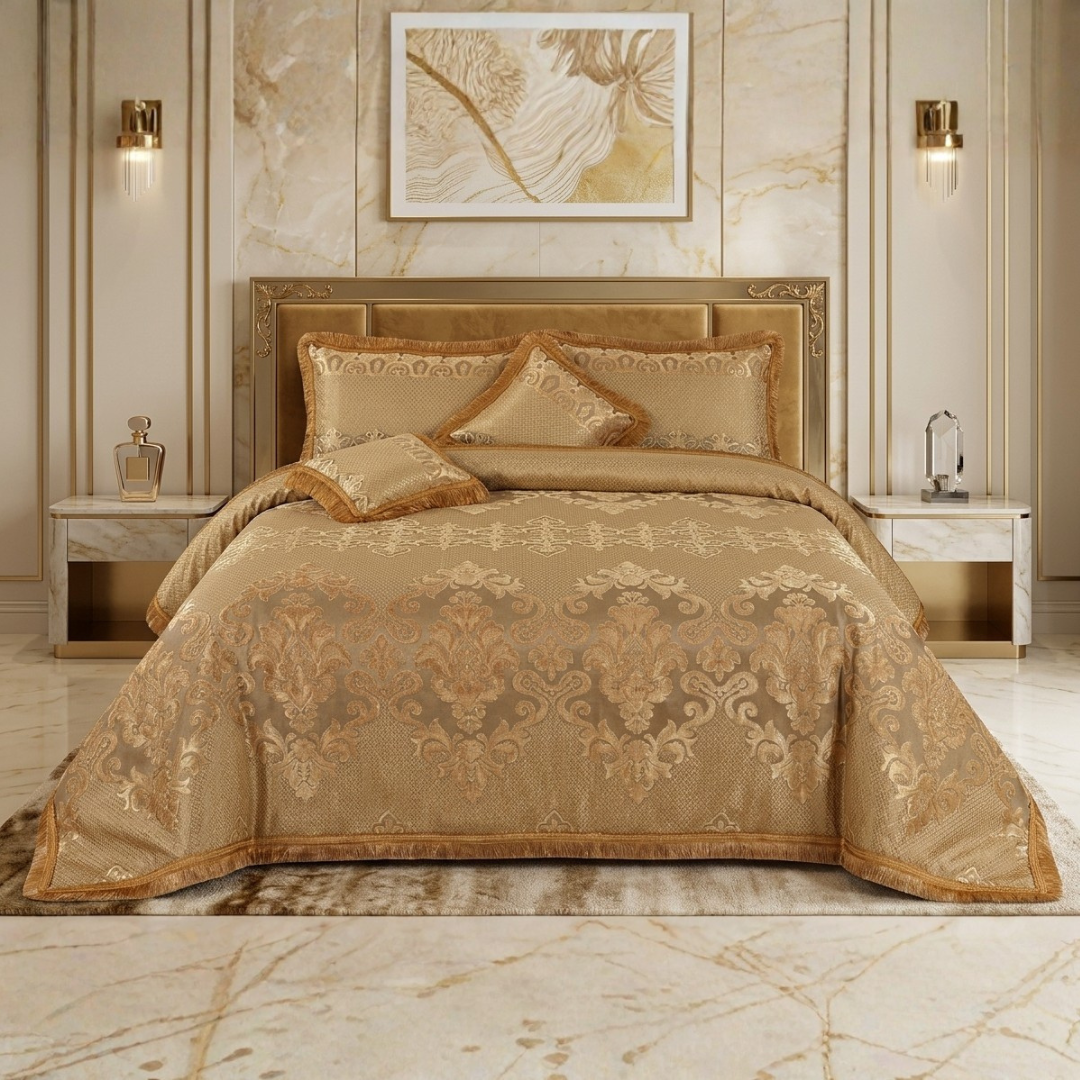 Amok 5 Pcs Palachi Bed Sheet Set Gold Brown